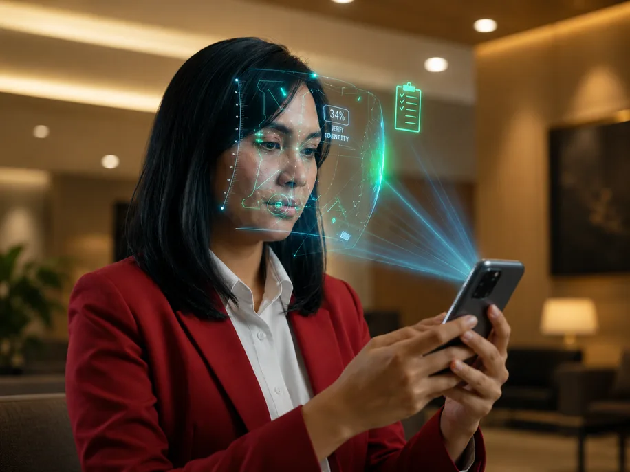 A customer being verified on a tablet during onboarding